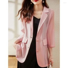 Women's Suits Women Oversized Thin Small Suit Coat 2024 Summer Advanced Sense Fashion Temperament Leisure Sun Protection Blazer Jacket