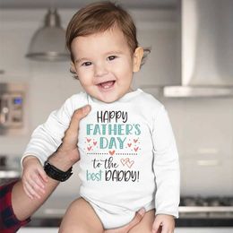 Rompers Happy Fathers Day Dad Prints Baby Tight Clothes Boys and Girls Long sleeved Tight Clothes Baby Fathers Day Clothing Newborn ClothingL2405