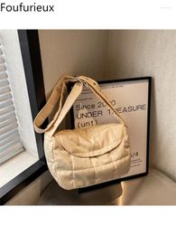 Waist Bags Foufurieux Casual Adjustable Strap Crossbody For Women Fashion Down Cotton Shoulder Bag Soft Nylon Ladies Handbags Purses