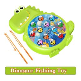 Dinosaur Simple Magnetic Fishing Toys Play Rod Game Toys for Children Baby Montessori with Rod Kids Educational Rotating Gift 240514