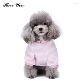Dog Apparel Heve You Clothes Witer Pet Pajamas Jumpsuits Warm Chihuahua Pink Stripe Flannel Puppy Costume Cat Clothing XS-XL