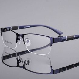 Myopic Glasses Anti Blue Light Business Half Frame Finished Leisure Mens No Degree Flat Lens Imitation Tr