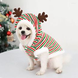 Dog Apparel 2024 Christmas Elk Cat Warm Velvet Striped Antlers Decoration Pet Clothing Supplies Small And Medium Teddy