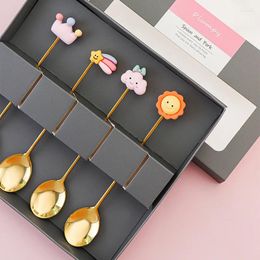 Coffee Scoops Withered 304 Stainless Steel Spoon Cartoon Donut Dessert Fork Cute Fruit Mini Creative Ins Household Tableware