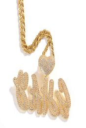 Hip Hop iced out jewelry Cuban Link Diamond letter custom Necklace women jewelry3789589