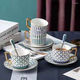 Cups Saucers Luxury Coffee Cup And Saucer Set Bone China Aesthetic Nordic Ceramic Art Tazas De Ceramica Creativas Mugs