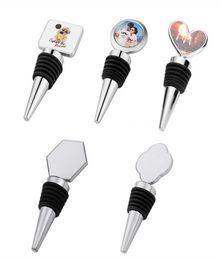 Sublimation Wine Bottle Stoppers Bar DIY White Blank Plug Mutiple Shapes Heart Round Square Flower Hexagon Creative Gift Zinc Allo8121769