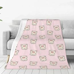 Blankets Cute Pig Pink Plaid Sofa Cover Fleece Spring Autumn Animal Collage Cartoon Thin Throw Blanket For Bed Outdoor Quilt