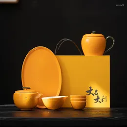 Teaware Sets Travel Chinese Tea Set Pot Accessories Mugs Gaiwan Ceramic Kettle Service Infuser Jogo De Xicaras Kitchen YX50TS