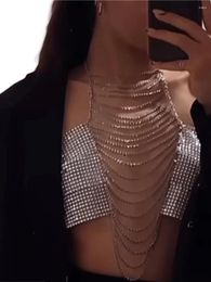 Women's Tanks Women Body Chain Tank Tops Rhinestone Tassel Halter Neck Sleeveless Backless Binkini Crop Streetwear