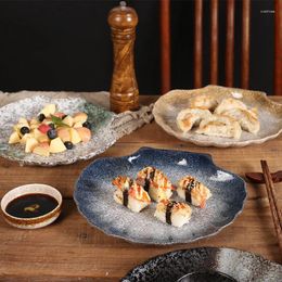 Plates Japanese Retro Ceramic Personalized Household Dish Plate Internet Celebrity Creative Tableware Irregular Shell Sushi