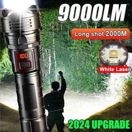Flashlights Torches High Strong Power Led Tactical Emergency Spotlights Zoom Built-in Battery USB Rechargeable Camping Torch