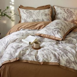 American A-class 100 Long Staple Cotton Printed Four Piece Set All Pure Light Luxury High-end Feeling Bed Sheets Duvet Covers Bedding