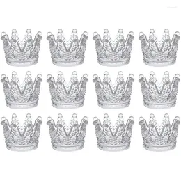 Candle Holders Votive Set Of 12 Crown Glass Tealight Holder For Wedding Party And Home Decor (Clear)