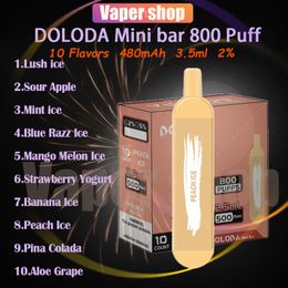 DOLODA Mini Bar 800 Puff Disposable E Cigarettes 3.5ml Pod 480 mAh Battery Puffs 800 2% Vape Pen Kit
