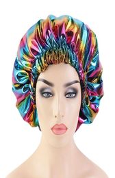 Colorful Women Satin Night Sleep Cap Hair Bonnet Hat Silk Head Cover Wide Elastic Band1450637