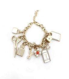 2021 New Brand Fashion Top Quality Jewelry For Women Charm Bracelet Thick Chain Drop Shears Perfume Bottle Lock Charm Design 1209493