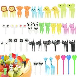 Animal Food Picks Mini Forks for Kids Cute Fruit Fork Bento Box Accessories Decoration 240422