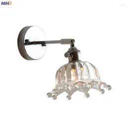 Wall Lamps IWHD Clear Glass Silver LED Lamp Sconce Iron Metal Arm Adjustable E26 E27 Socket With Switch Bathroom Mirror Stair Light