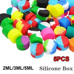 Storage Bottles 5PCS Silicone Container 2ML 3ML 5ML Jar Box Mix Colors Nonstick Concentrate Containers Jars Oil Wax Case