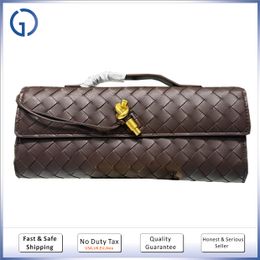High quality andiamo clutch handbag evening bag leather weave style cross body mirror quality designer bag
