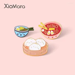 Brooches Cartoon Mini Ramen Japanese Noodles Enamel Pin Cute Bowl Chopsticks Denim Shirt Collar Lapel Pins Badge Jewellery Gifts