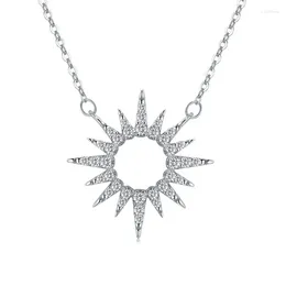 Pendants S925 Sterling Silver Classic Full Diamond Sunflower Necklace For Women In Europe And America Cross Border Luxury Plating