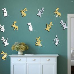 Wall Stickers 3D Removable Acrylic Mirror For Easter Decoration Happy Eggs Sticker Kids Home Ornament#30