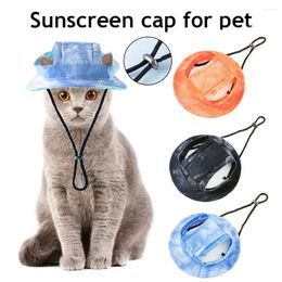 Dog Apparel Tie Dye Pet Sun Hat Basin Princess Puppy Grooming Dress Up Adjustable Cute Fisherman Splicing Lace