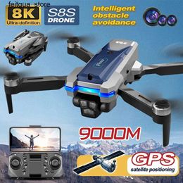 Drones S8S GPS Drone 5G WiFi 8K HD Dual ESC Camera Optical Flow 360 Obstacle Avoidance Brushless Motor RC Foldable Four Helicopter 9000M S24513