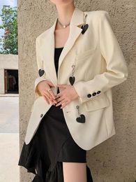 Women's Suits LANMREM Niche Designer Blazers For Women Notched Collar Long Sleeves Pendant Decoration Female Fashion Coat 2DA5220