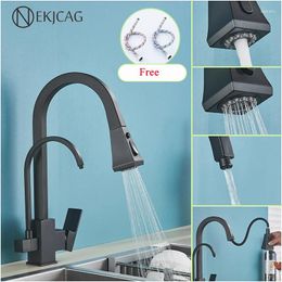 Kitchen Faucets Purified Water Faucet Matte Black Pull-out With Spray Mode Cold And Mixer Philtre Sink Tap