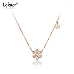 Choker Waterproof Stainless Steel CZ Crystal Snowflakes Charm Necklace For Women Real Gold Plated Pendant Jewellery N20243