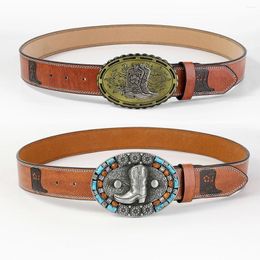 Belts Western Denim Retro Embossed Pu Belt