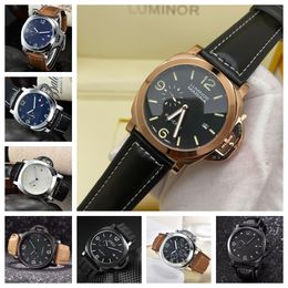 P A Stainless steel Wrist Watches for Men 2024 New Mens Watches All Dial Work Quartz Watch Top Luxury Brand Clock Men Fashion Black leather strap PAN belt LOGO