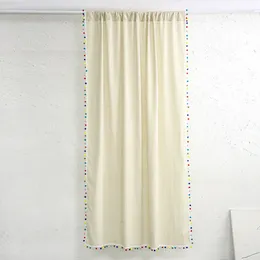 Curtain Solid Linen Polyester Tassel Window Semi-shading Vintage Drapes For Living Room Bedroom Kitchen Door Home Decoration