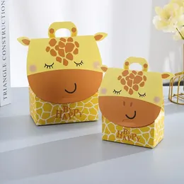 Gift Wrap 12Pcs Cartoon Candy Bags Cookies Container Birthday Party Favour Lion Giraffe Zebra Packing Paper Box Treat Bag For Children