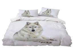 Bedding Sets White Wolf Set Bedroom Decor Doona Quilt Cover Snow Background Hypoallergenic 1PC Duvet With Pillowcase7639625