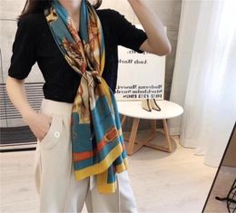 Square Tree Floral Print Scarf Women Shawls Foulard Femme Blue Large Twill Silk Scarfs Drop72359553754146