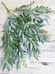 Artificial Leaves Bouquet Fake Willow Jungle Wedding Backdrop Decoration Christmas Faux Foliage Vine Party Home Decor Plant Xmas7044132