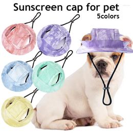 Dog Apparel Korean Tie-Dyed Cotton Fisherman Hat Summer Sunproof With Ear Holes Baseball Outdoor Hiking Accessories