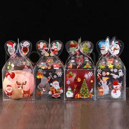 Transparent Decoration PVC Gift Wrap Christmas Box Packaging Santa Claus Snowman Candy Apple Boxes Party Supplies P1202 es