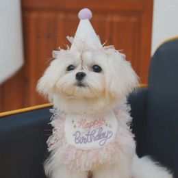 Dog Apparel Cute Birthday Party Supplies Pet Slobber Towel Puppy Cat Maltese Bichon Yorkshire Hat Bow Tie Set Accessories