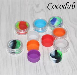 multiple colors 5ml clear acrylic wax concentrate containers plastic container with silcone inner nonstick silicone dab storage ja5982804
