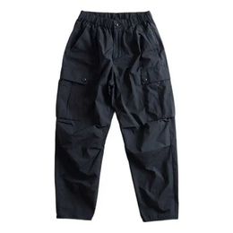 Pantaloni da uomo da uomo leggero padri papà a gambe larghe in stile giapponese traspirante - pantaloni da lavoro casual con tasche multipli J240507