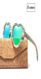Fashion Heart Sunglasses Brand Designer 2018 Women Wood Bamboo Sun Glasses Mens Polarized Pink Shade7098709