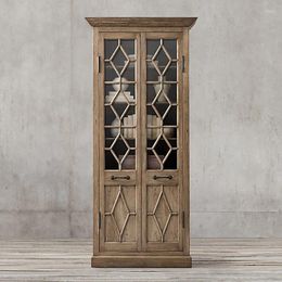 Decorative Plates Wine Cabinet French Retro Double Door Four Bookcase Nordic Simple Display TV Sideboard