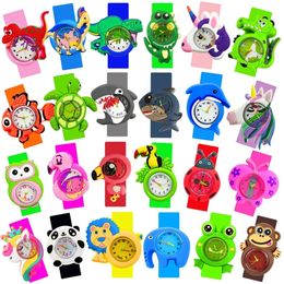 Cartoon Children Watches Baby Study Time Toy Bracelet Kids Slap Watch for Boys Girls Birthday Gift Clock Free Spare Battery 240514