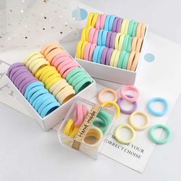 Hair Accessories 50-100Pcs Girls Elastic Rubber Band Childrens Candy Color Hair Band Sweet Seamless Hair Band Accessories Horsetail Screw Gift d240520