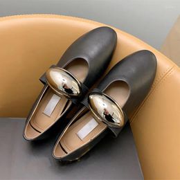 Casual Shoes Metal Buckle Decoration Low Heel Mules Flats For Women Designer Mary Jane Comfort Loafers Dance